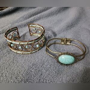 Vintage! Set Of Turquoise Cuff Bracelets